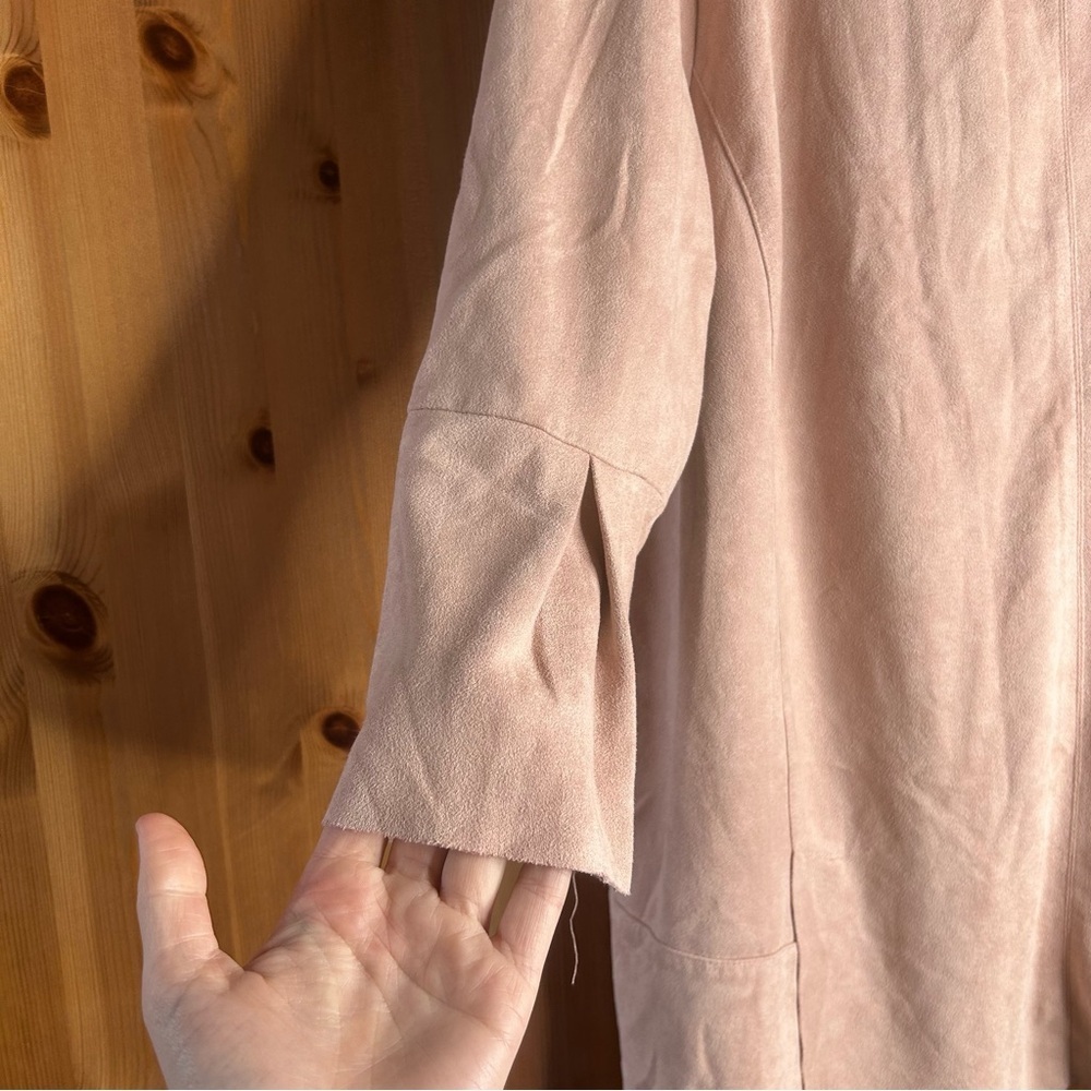 Soft Surroundings Faux Suede Leather Blouse Women’s XL Bell Sleeves Pink Western - Picture 4 of 7